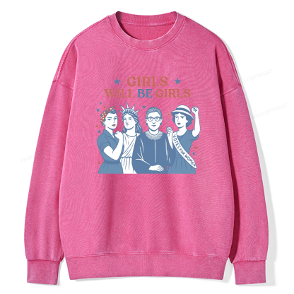 Pagewings Girls Will be Girls15560 Read Unisex Washed Sweatshirt