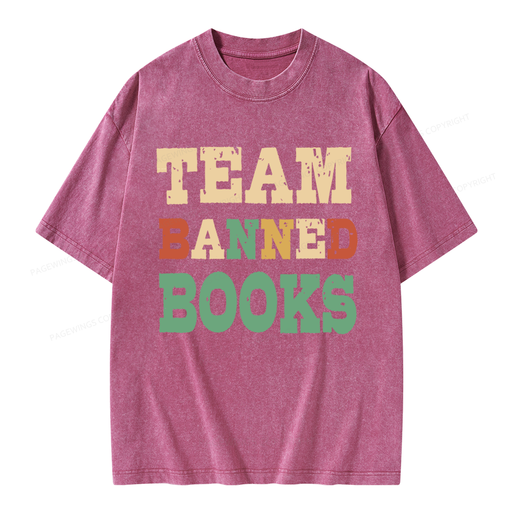 Pagewings Funny Team Banned Books Unisex Washed T-shirt