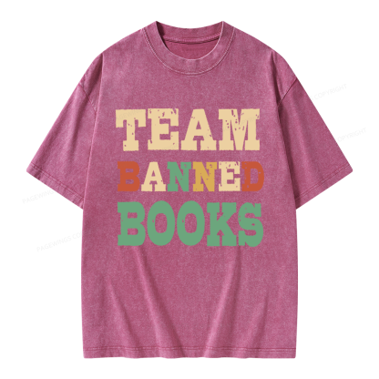 Pagewings Funny Team Banned Books Unisex Washed T-shirt