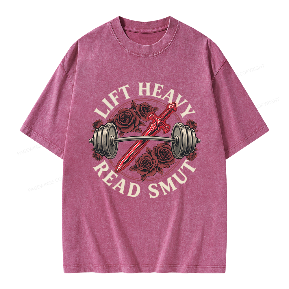 Pagewings Lift Heavy Read Smut Unisex Washed T-shirt