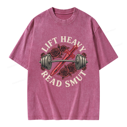 Pagewings Lift Heavy Read Smut Unisex Washed T-shirt