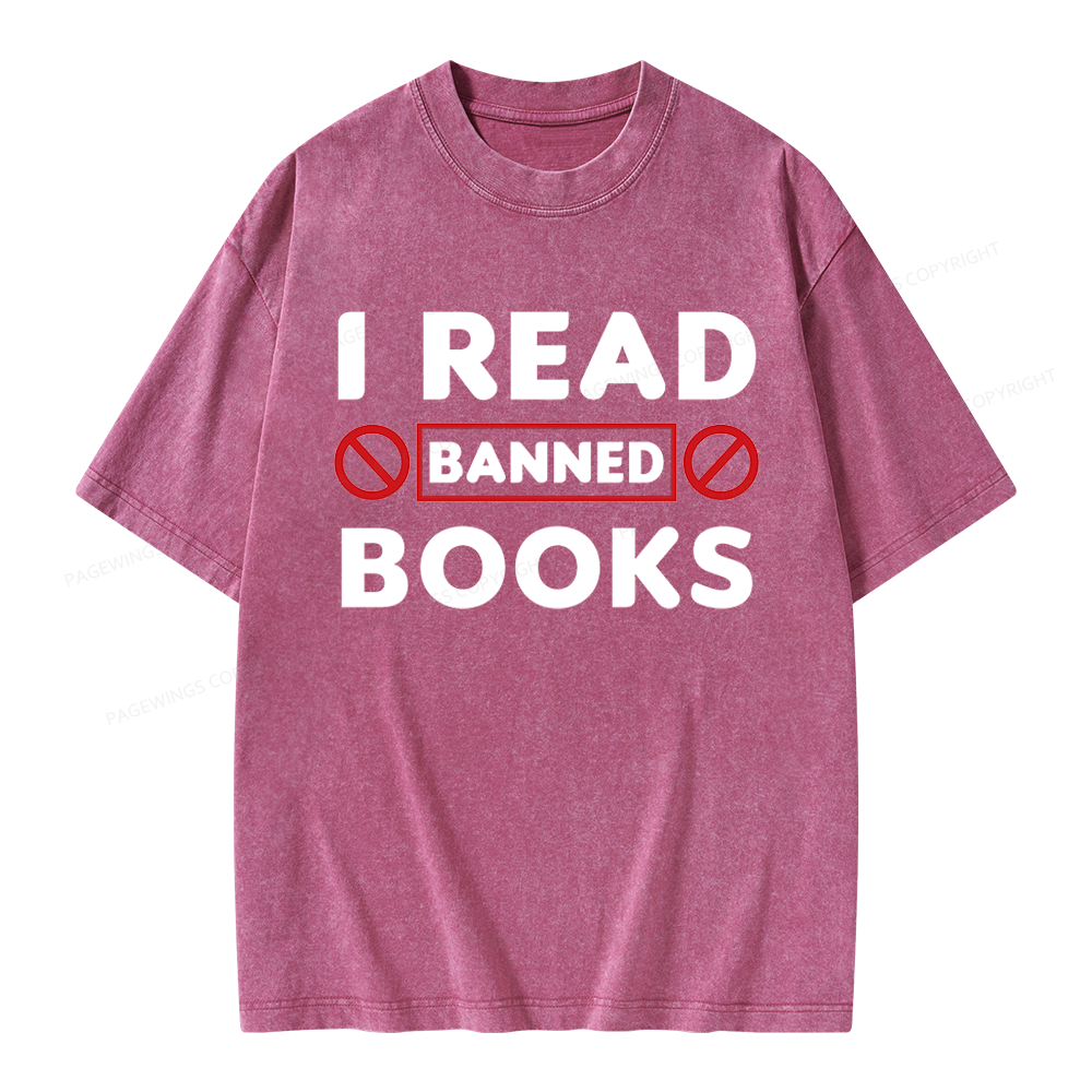 Pagewings I Read Banned Books Unisex Washed T-shirt