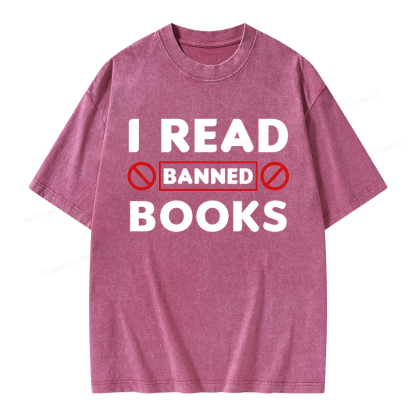 Pagewings I Read Banned Books Unisex Washed T-shirt