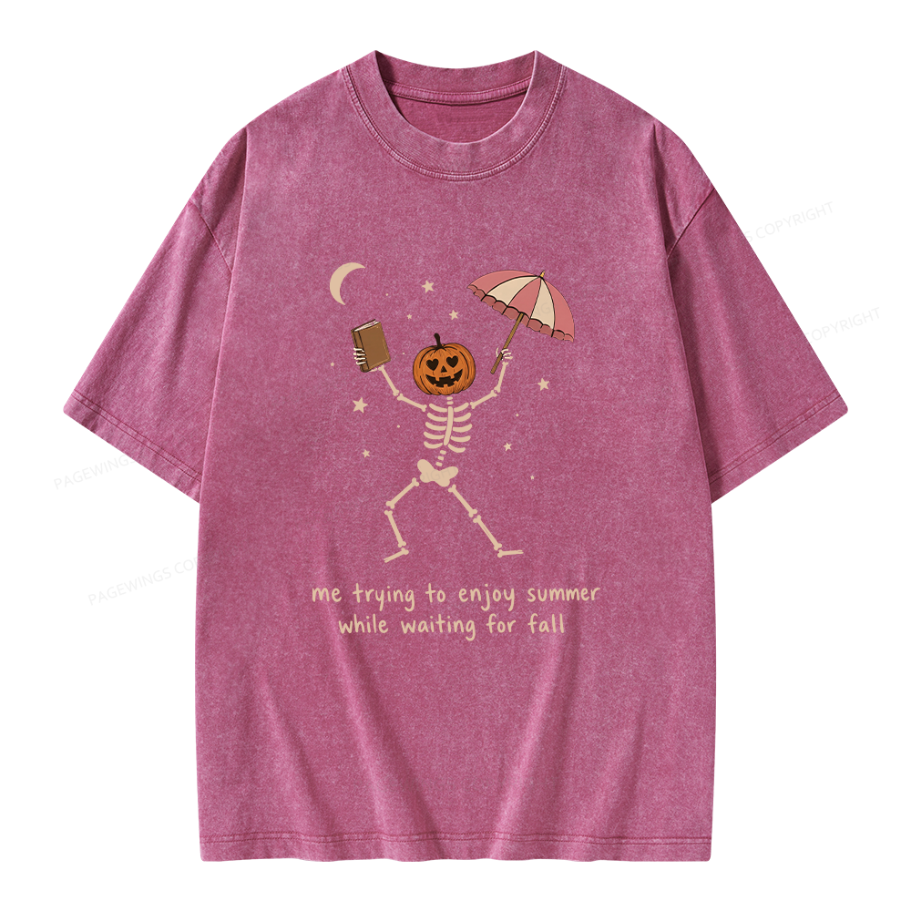Pagewings Waiting For Fall Unisex Washed T-shirt