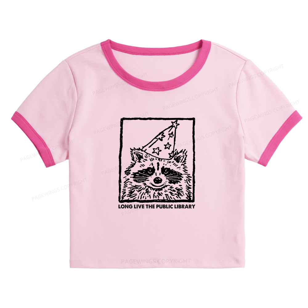 Pagewings Long Live The Public Library14039 Baby Tee Cropped Ringer T-Shirt