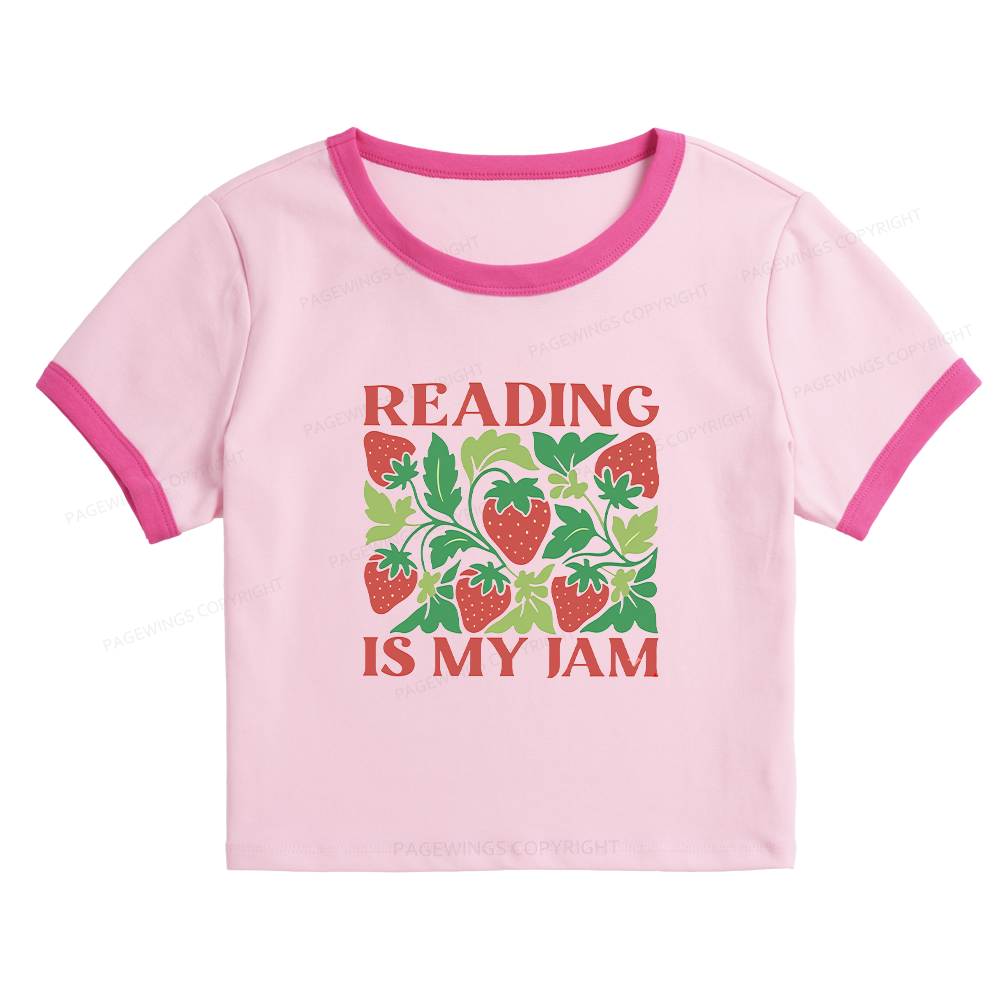 Pagewings Reading Is My Jam15972 Baby Tee Cropped Ringer T-Shirt