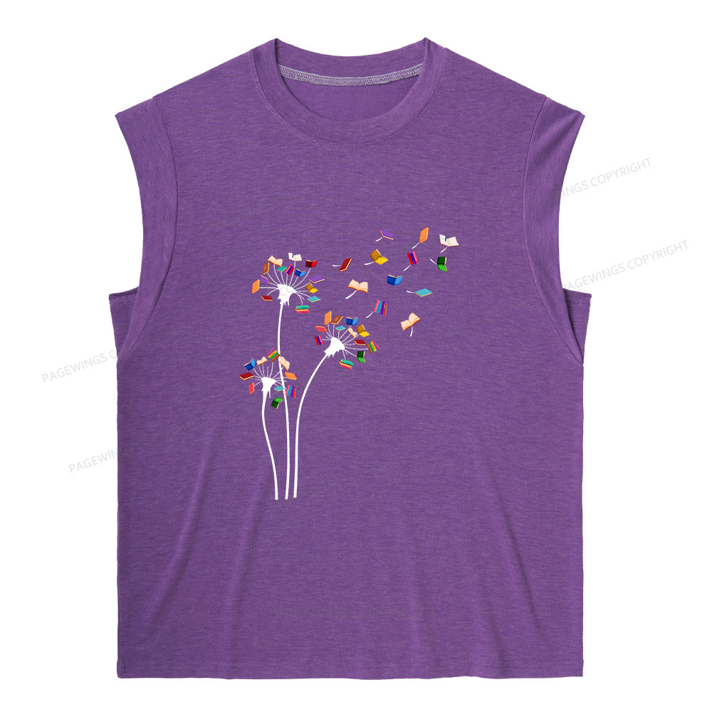 Pagewings Cute Dandelion Books10035 Bookish Women's Heather Tank Top