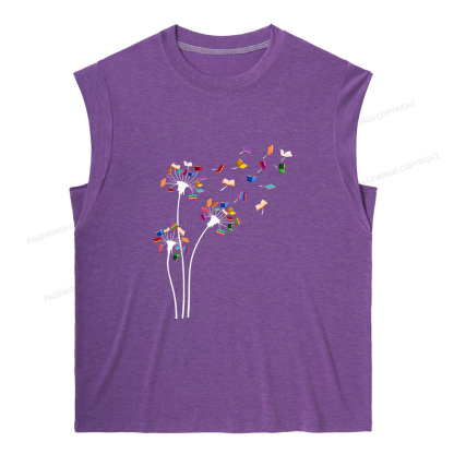 Pagewings Cute Dandelion Books10035 Bookish Women's Heather Tank Top