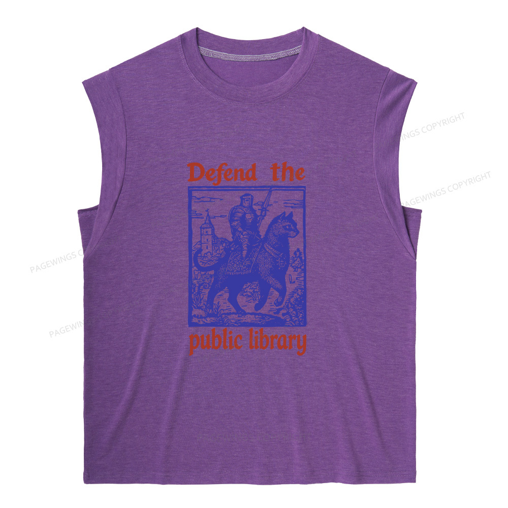 Pagewings Defend the Public Library12732 Bookish Women's Heather Tank Top