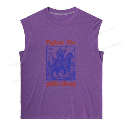 Pagewings Defend the Public Library12732 Bookish Women's Heather Tank Top