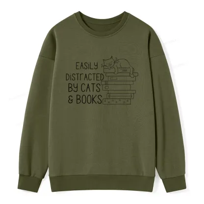 Pagewings Easily Distracted By Cats and Books Unisex Classic Sweatshirt