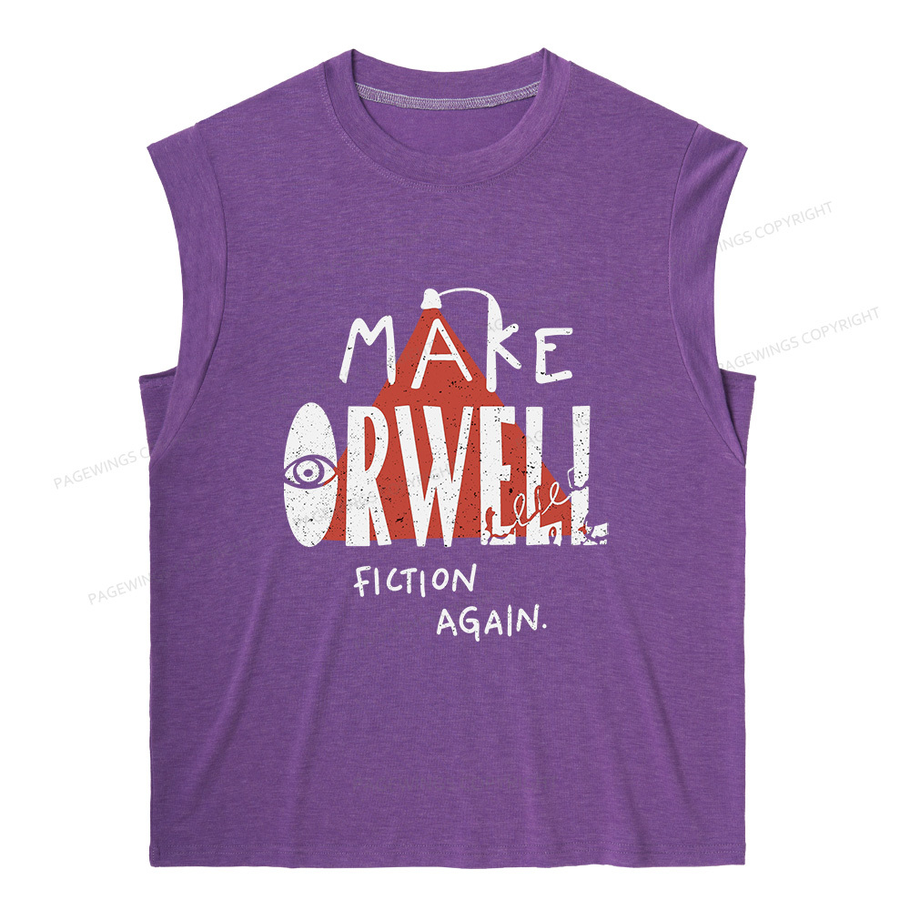 Pagewings Make Orwell Fiction Again10207 Bookish Women's Heather Tank Top