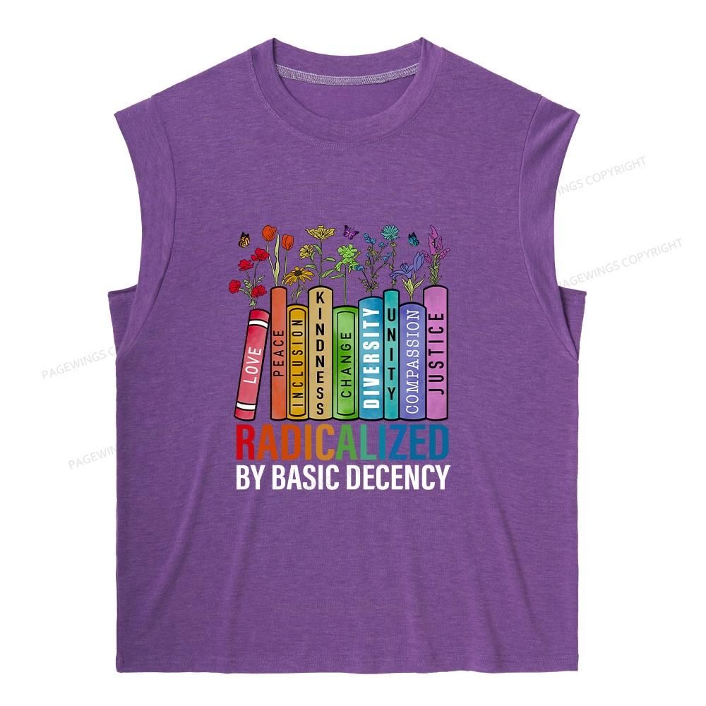 Pagewings Radicalized by Basic Decency14041 Bookish Women's Heather Tank Top