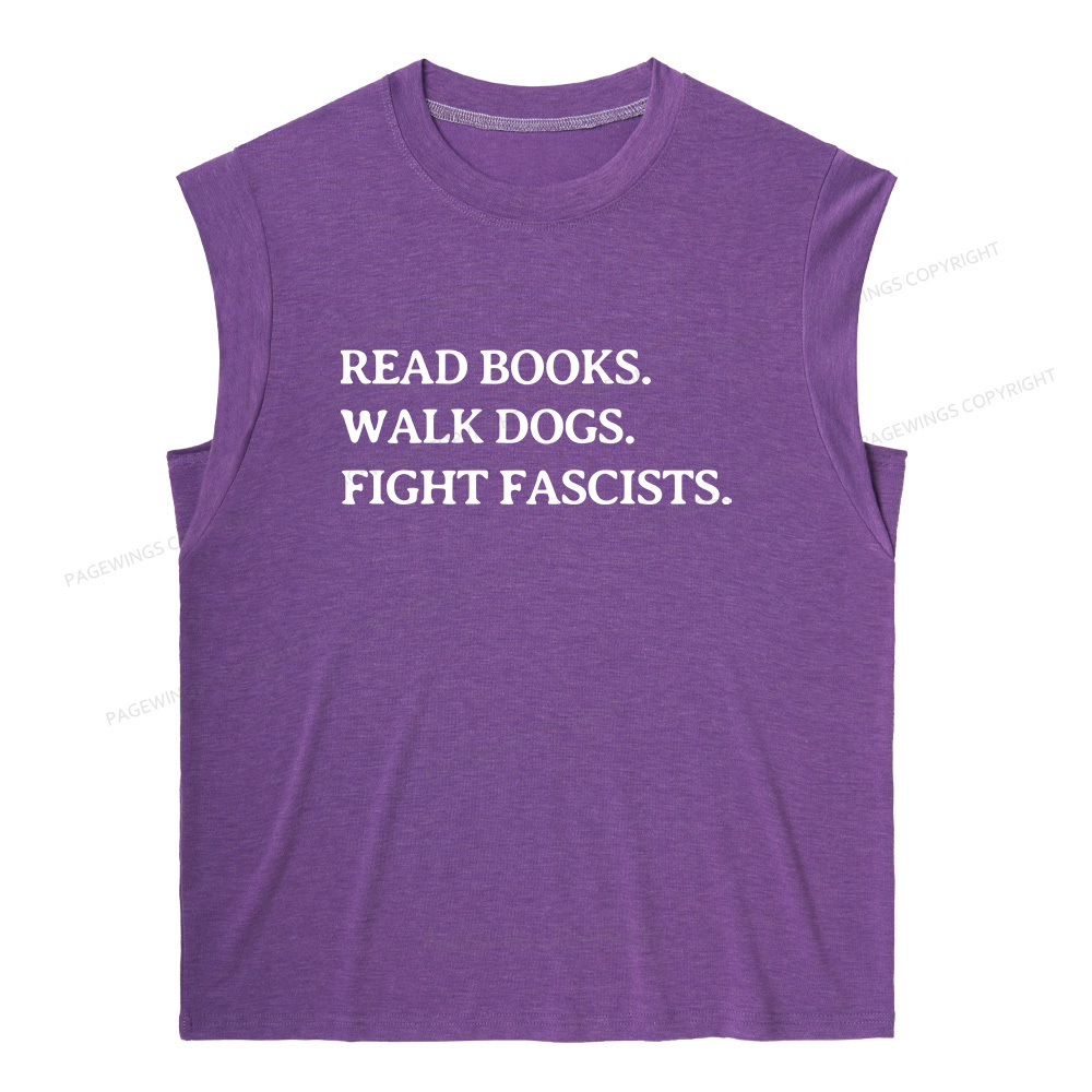 Pagewings Read Books Walk Dogs And Fight13236 Bookish Women's Heather Tank Top