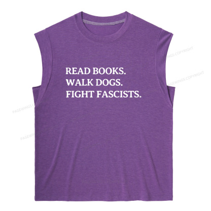 Pagewings Read Books Walk Dogs And Fight13236 Bookish Women's Heather Tank Top