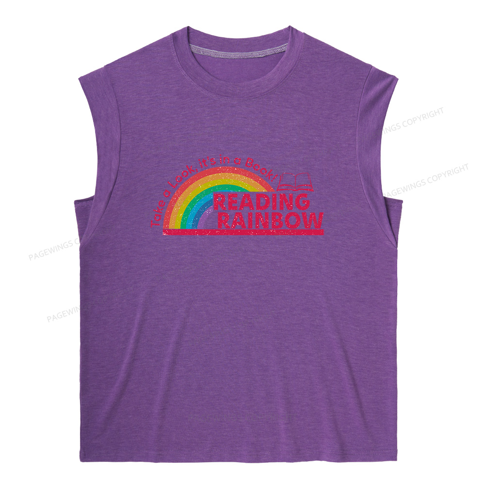 Pagewings Reading With Rainbow11479 Bookish Women's Heather Tank Top