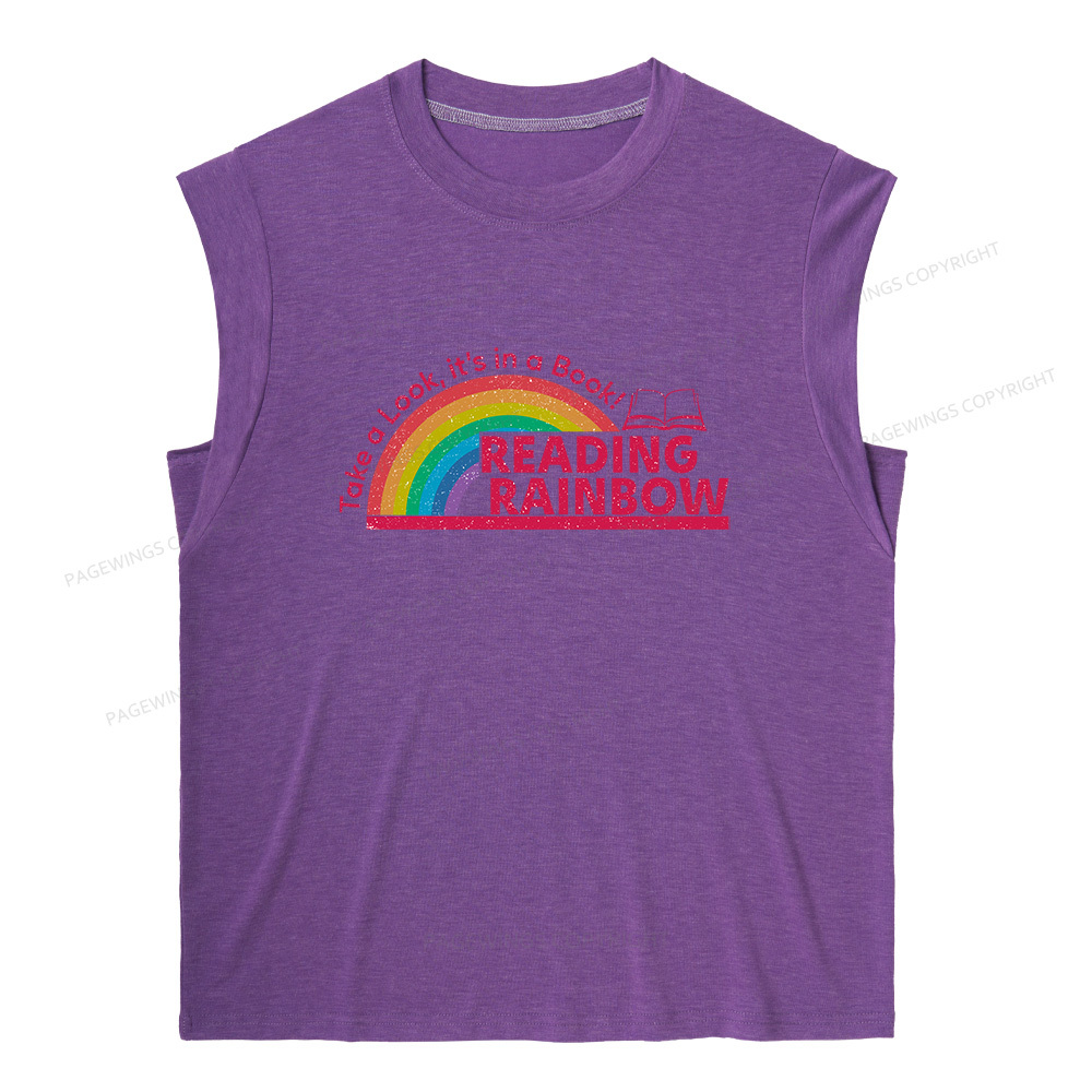 Pagewings Reading With Rainbow11479 Bookish Women's Heather Tank Top