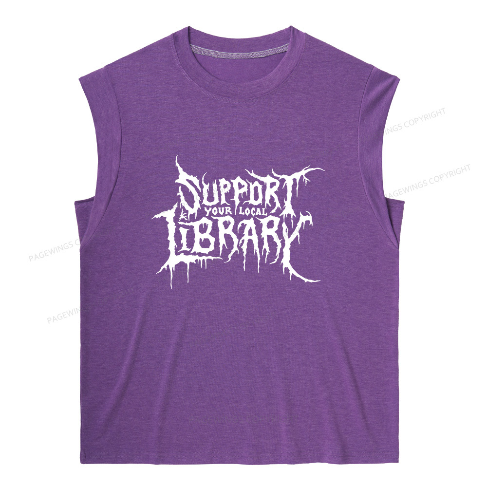 Pagewings Support Your Local Library 11432 Bookish Women's Heather Tank Top