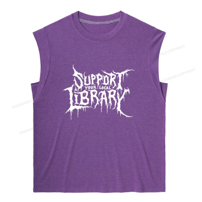 Pagewings Support Your Local Library 11432 Bookish Women's Heather Tank Top