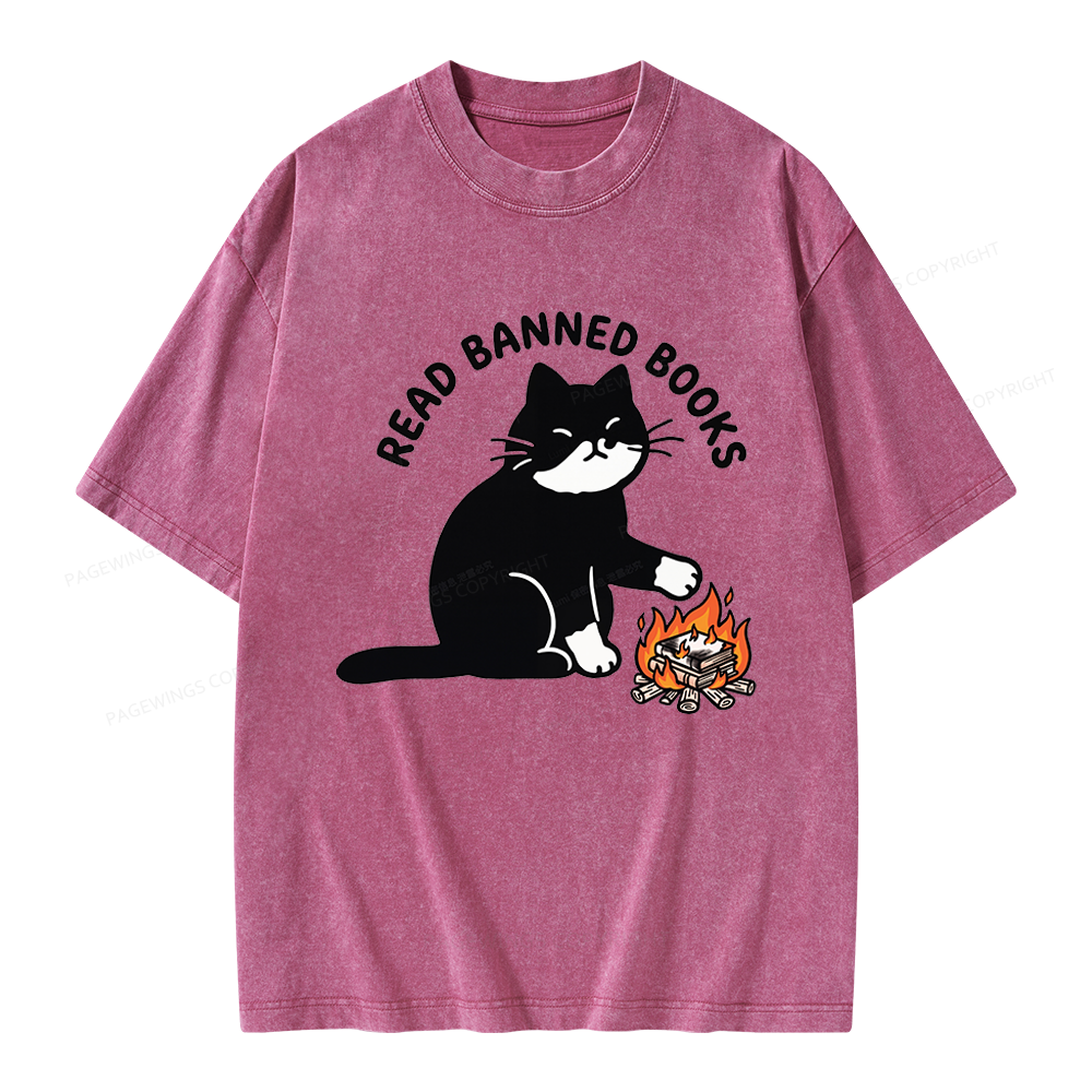 Pagewings Read Banned Books Unisex Washed T-shirt