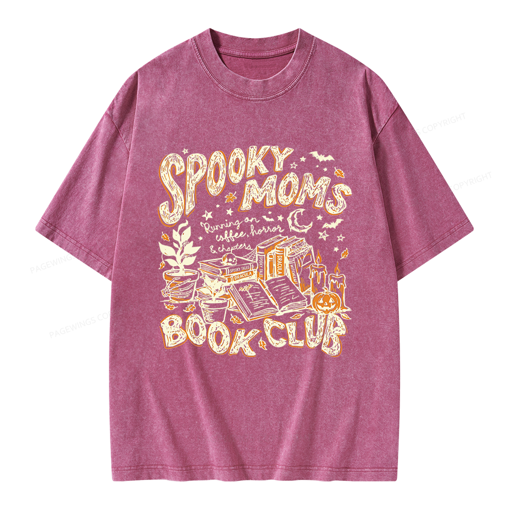 Pagewings Spooky Moms Book Club Unisex Washed T-shirt