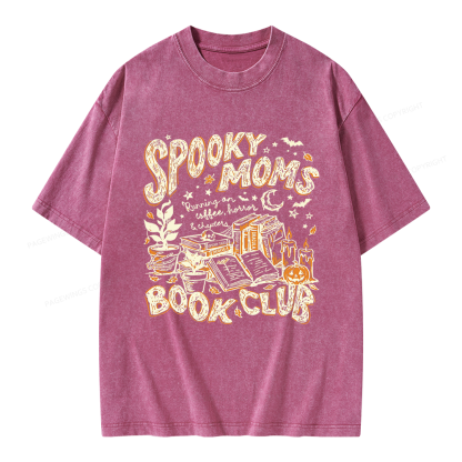 Pagewings Spooky Moms Book Club Unisex Washed T-shirt