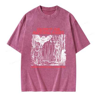 Pagewings Protect Our Parks Vintage Camping Unisex Washed T-shirt