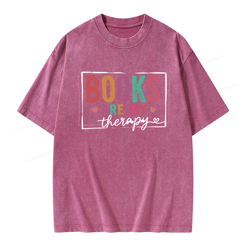 Pagewings Books Are My Therapy Unisex Washed T-shirt