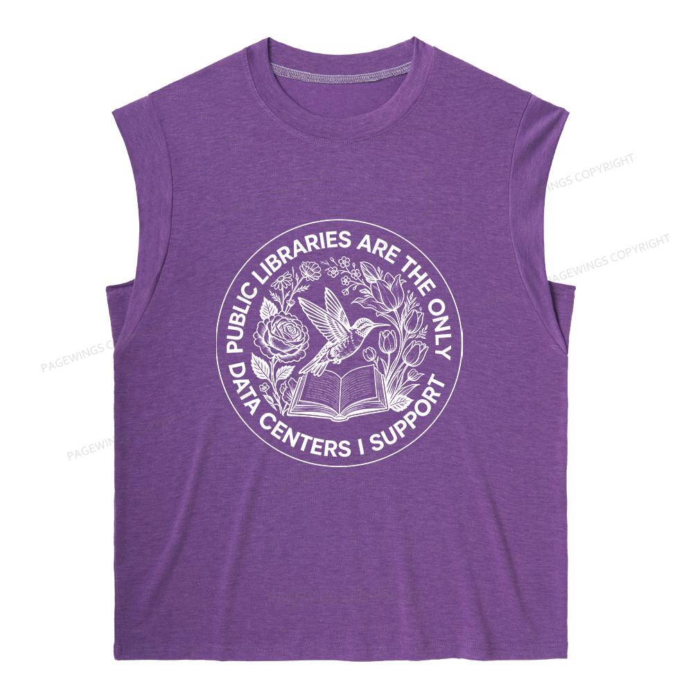 Pagewing Public Libraries are the only Data Centers I Support 16091 Bookish Women's Heather Tank Top