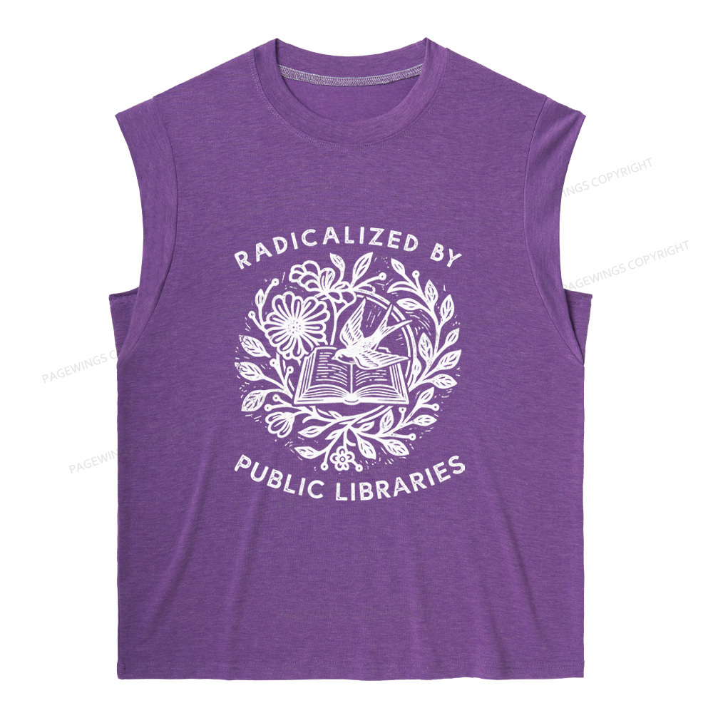 Pagewings Radicalized By Public Libraries 15729 Bookish Women's Heather Tank Top