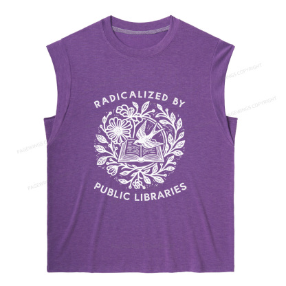 Pagewings Radicalized By Public Libraries 15729 Bookish Women's Heather Tank Top