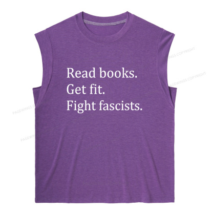 Pagewings Read Books Get Fit Fight Fascists 15980 Bookish Women's Heather Tank Top