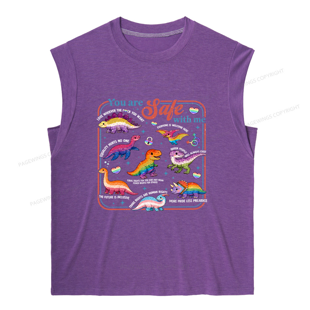 Pagewings You Are Safe With Me 15899 Bookish Women's Heather Tank Top