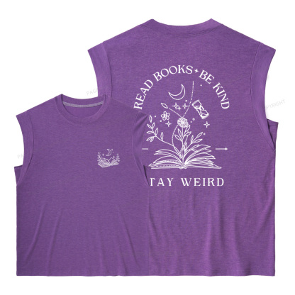 Pagewings Read Books Be Kind Stay Weird Women's Heather Tank Top