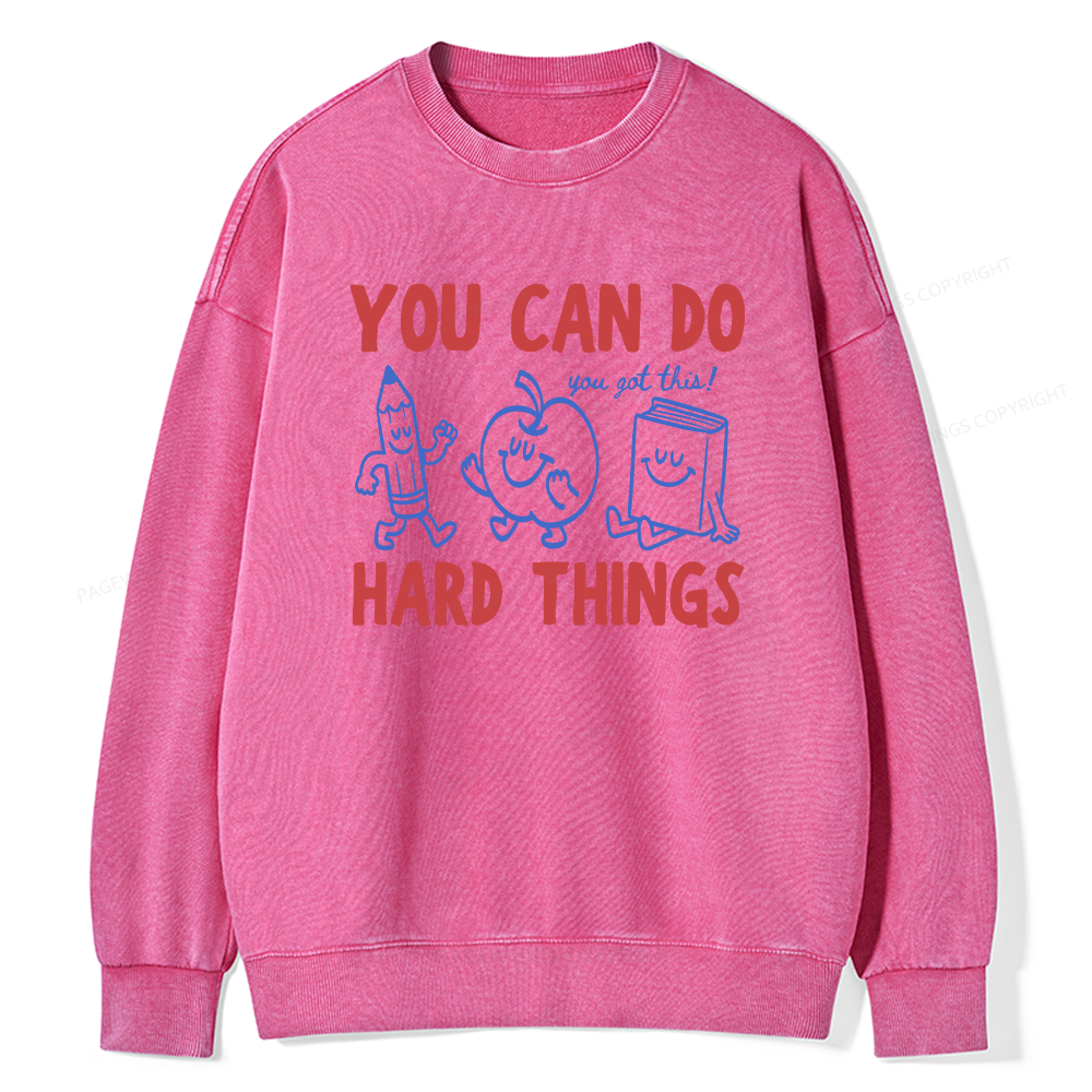 Pagewings You Can Do Hard Things Unisex Washed Sweatshirt