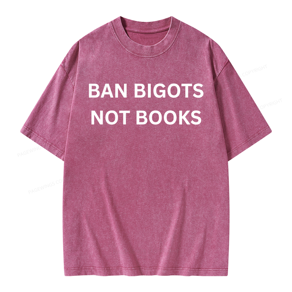 Pagewing Ban Bigots Not Books Unisex Washed T-shirt