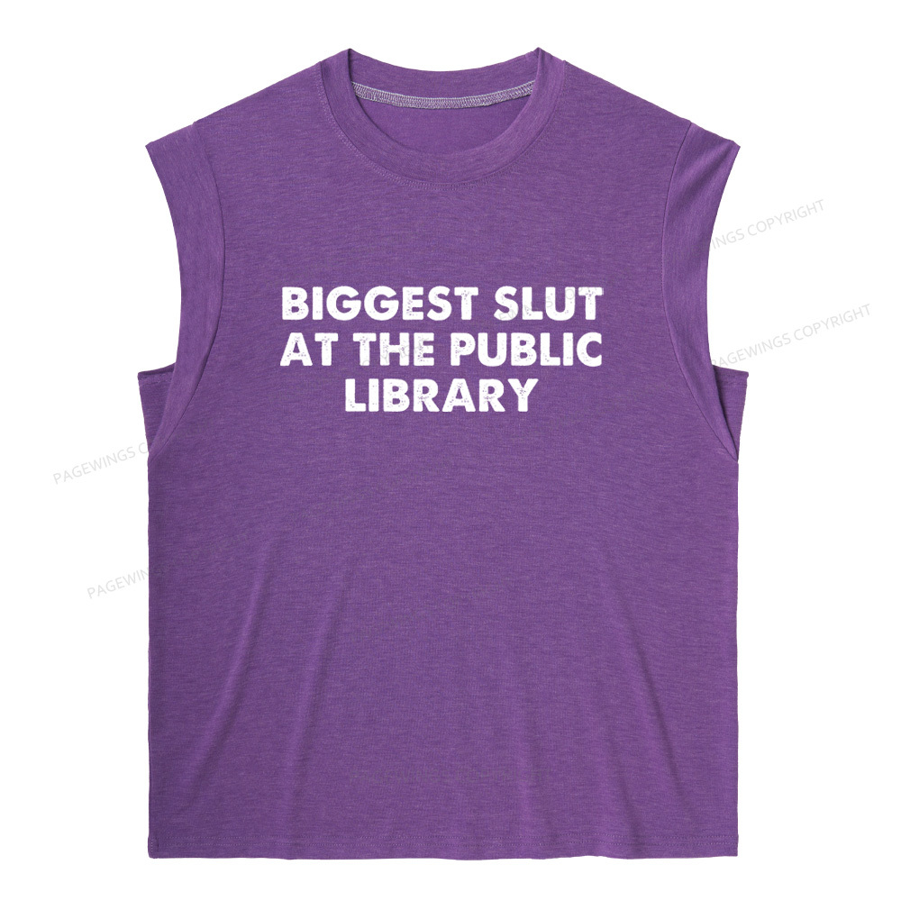 Pagewings Biggest Slut At The Public Library 13016 Bookish Women's Heather Tank Top