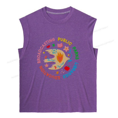 Pagewings Public Parks Libraries Education Broadcasting 12611 Bookish Women's Heather Tank Top