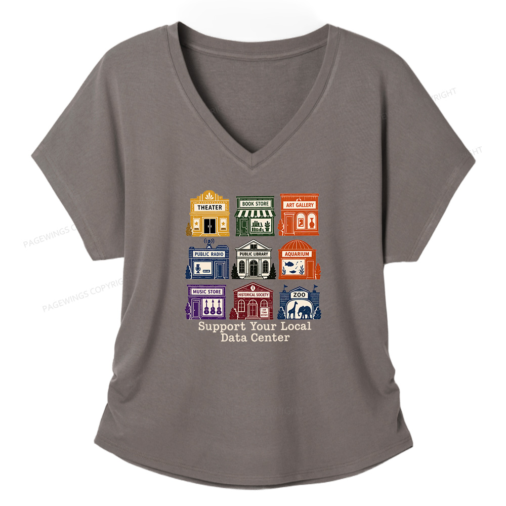 Pagewings Support Your Local Data Center Soft Women's Modal V-neck T-shirt  