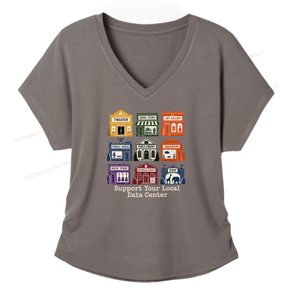 Pagewings Support Your Local Data Center Soft Women's Modal V-neck T-shirt  