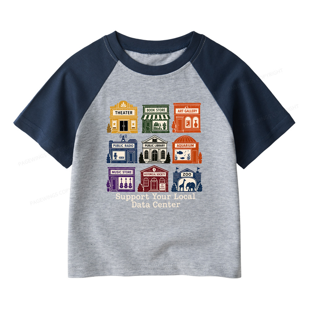 Pagewings Support Your Local Data Center Kids Raglan T-shirt 