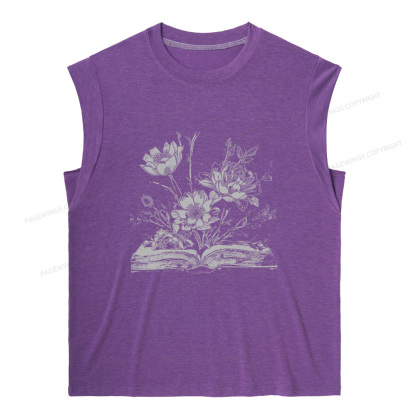 Pagewings Book and Flowers 16324 Bookish Women's Heather Tank Top