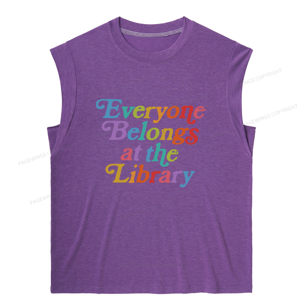 Pagewings Everyone belongs at the library 11357 Bookish Women's Heather Tank Top