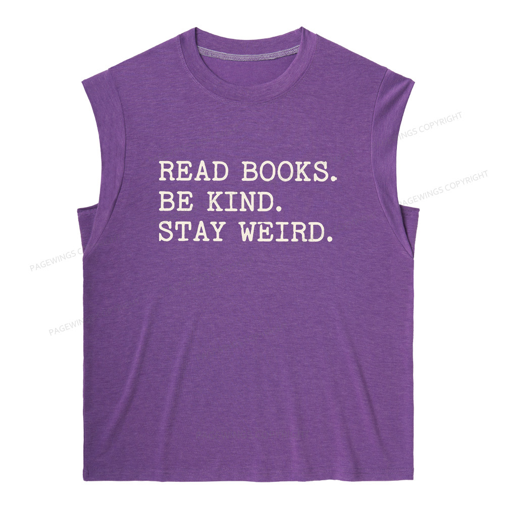 Pagewings Read Books Be Kind Stay Weird 16409 Bookish Women's Heather Tank Top