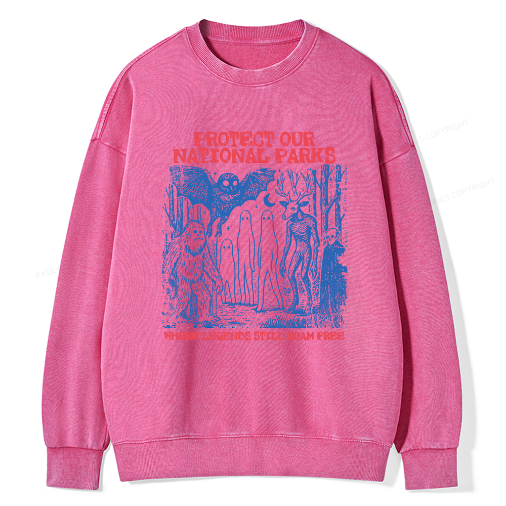 Pagewings Protect Our Parks16403 Read Unisex Washed Sweatshirt