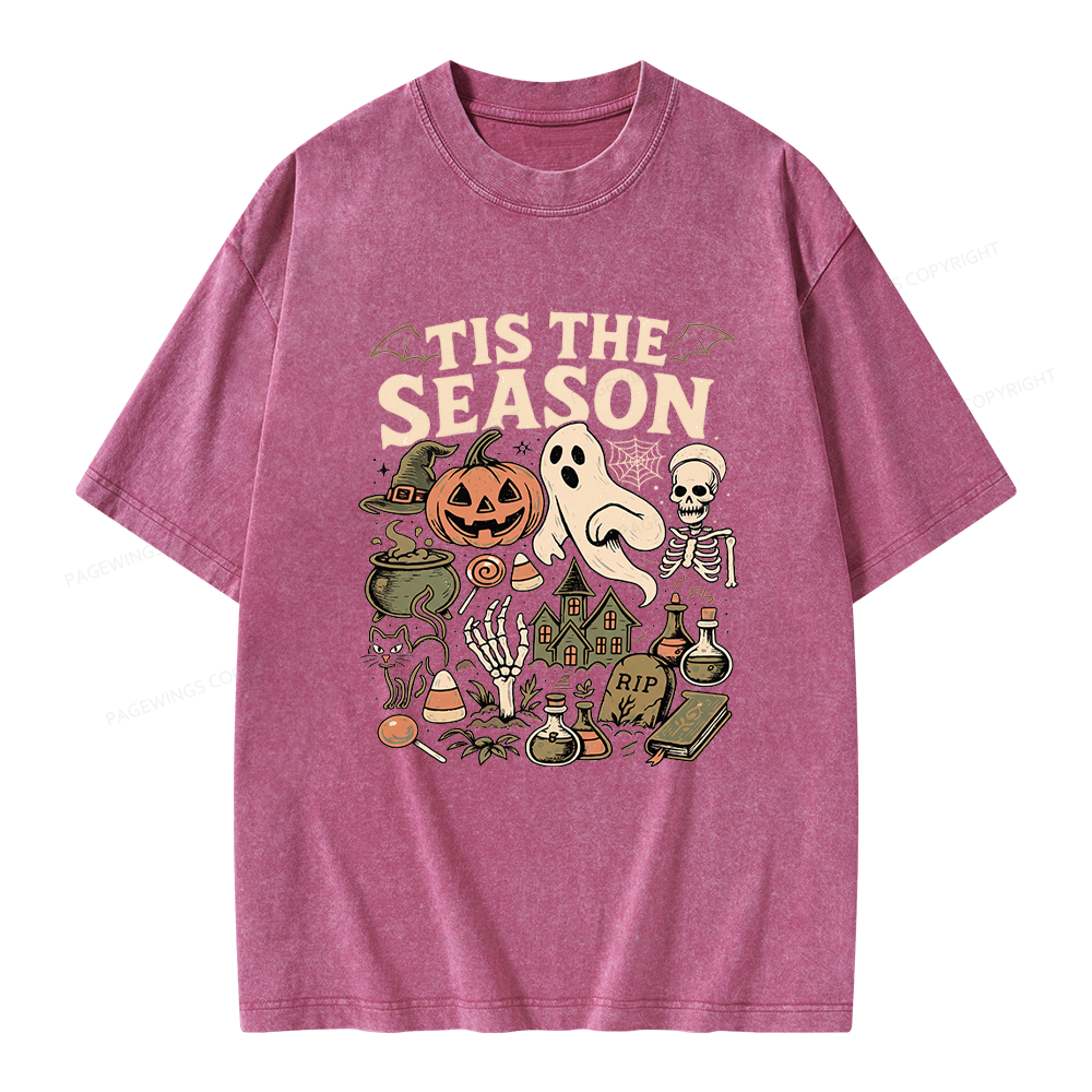 Pagewings Vintage Halloween Unisex Washed T-shirt