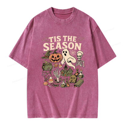 Pagewings Vintage Halloween Unisex Washed T-shirt