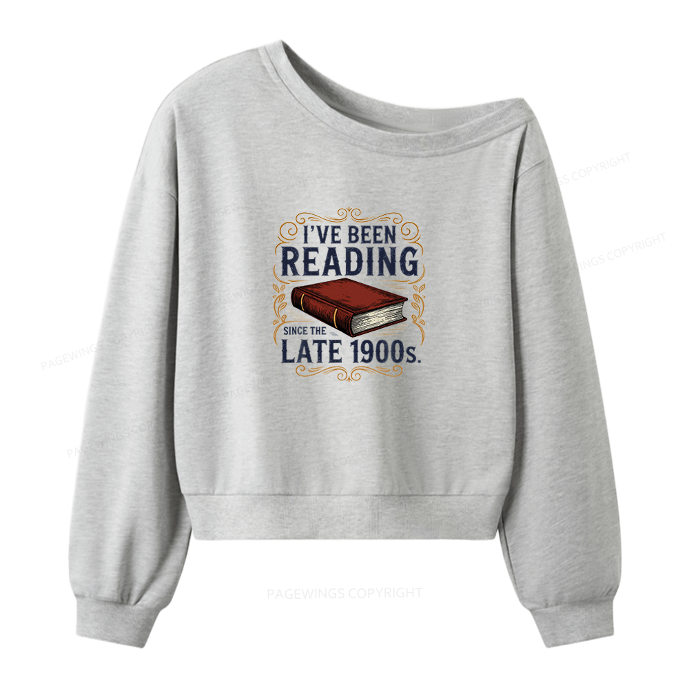 Pagewings Reading Since the Late 1900s 16355 Bookish Women Off Shoulder Sweatshirt