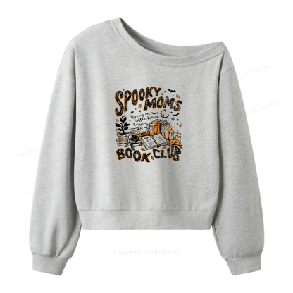 Pagewings Spooky Moms Book Club 16408 Bookish Women Off Shoulder Sweatshirt
