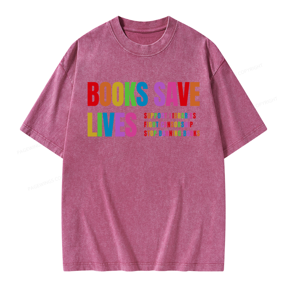 Pagewings Books Save Lives Unisex Washed T-shirt